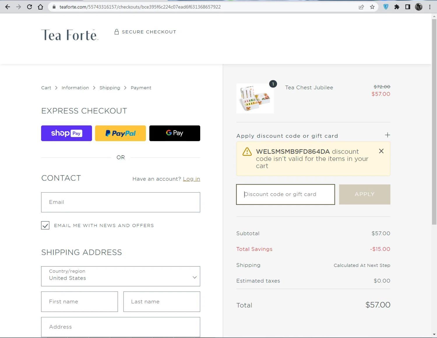 How to apply Tea Forte coupon code