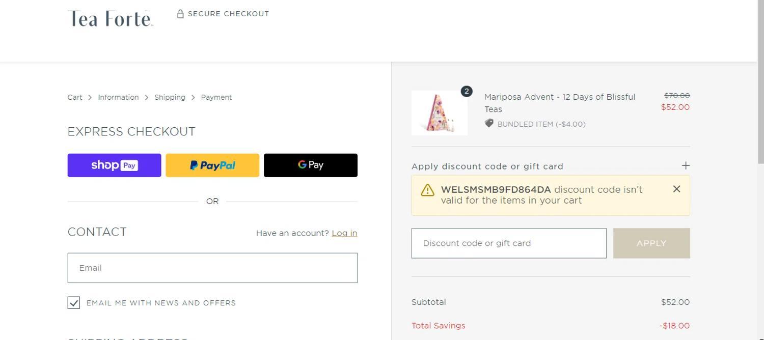 How to apply Tea Forte coupon code